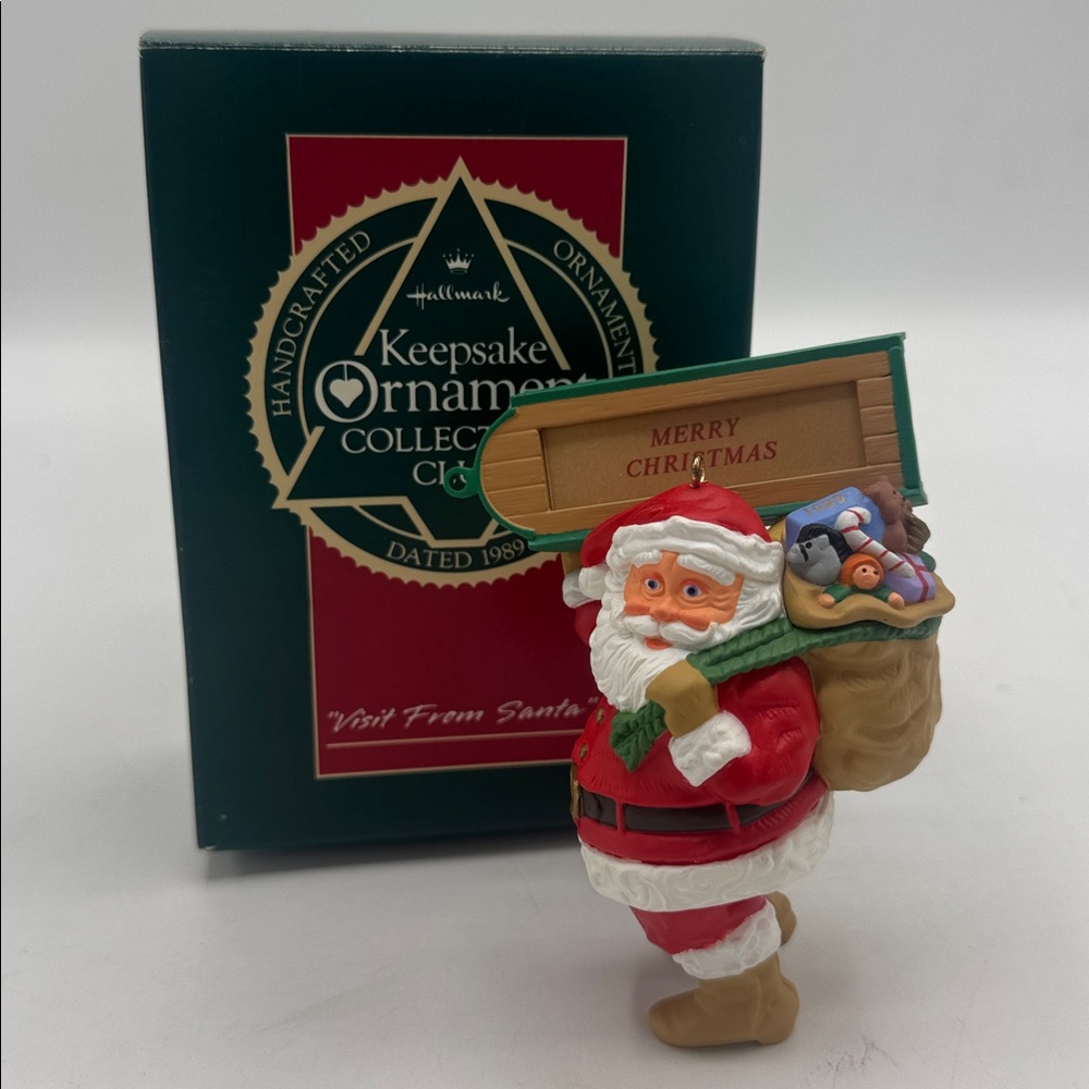 VTG 1989 Hallmark Visit From Santa Keepsake Collectors Club Ornament IOB